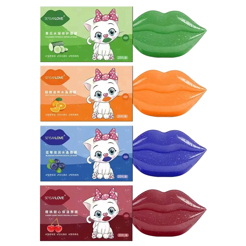 20PCS Collagen Crystal Lip Mask Lips Plump Gel Skin Care Hydrating Anti-Drying Lighten Wrinkle Masks Patch Korean Cosmetics |