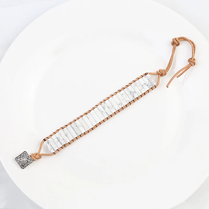 Оптовая продажа браслет ручной работы из натурального камня белые бирюзовые