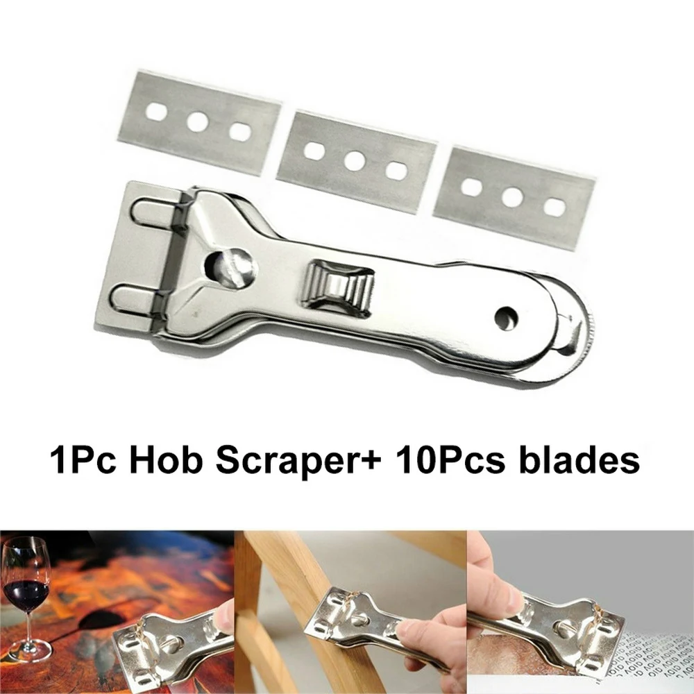 

Glass Ceramic Hob Scraper Multifunction Kitchen Cleaning Knife with 10 Spare Blades Decontamination Kitchen Spatula Cooker Tools