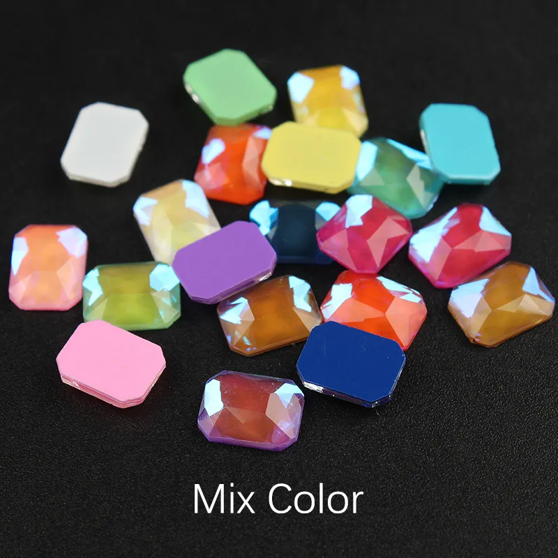 Mix colorRectangle 30 шт/партия ромб 6x10 мм плоская задняя смола без горячей фиксации 10 мокко цвета ромб стразы с плоской обратной поверхностью 3D драгоценные камни для дизайна ногтей - Цвет: Mix colorRectangle