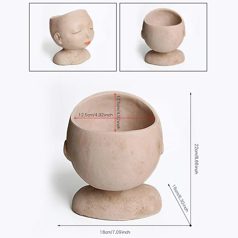 

Female Head Design Succulent Plant Pots with Drainage Holes/Cactus Pots Pots Cute Plants Pots Without Plants