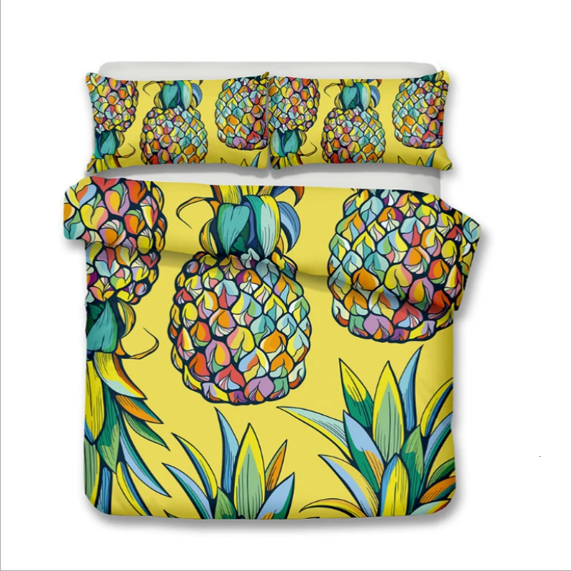 Современный Модный комплект постельного белья с акварельным рисунком ананаса