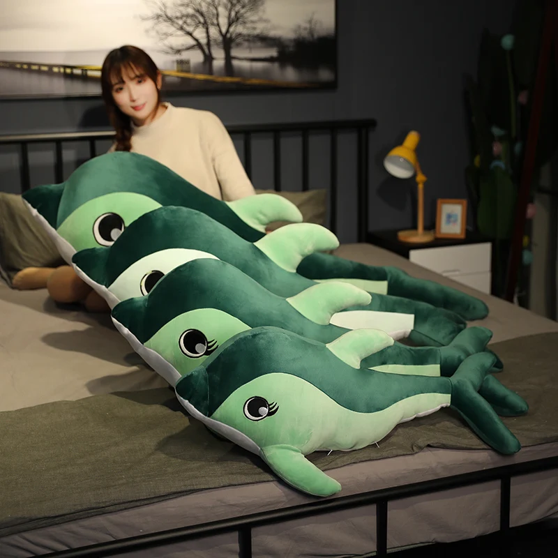 

80-120cm Big Size Soft Dolphin Plush Toys Dolls Stuffed Down Cotton Animal Nap Pillow Creative Kids Toy Christmas Gift for Girls