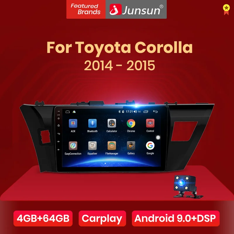 Junsun V1 pro 4G+ 64G CarPlay Android 9,0 DSP для Toyota Corolla автомобильный Радио Мультимедиа Видео плеер gps RDS 2 din dvd