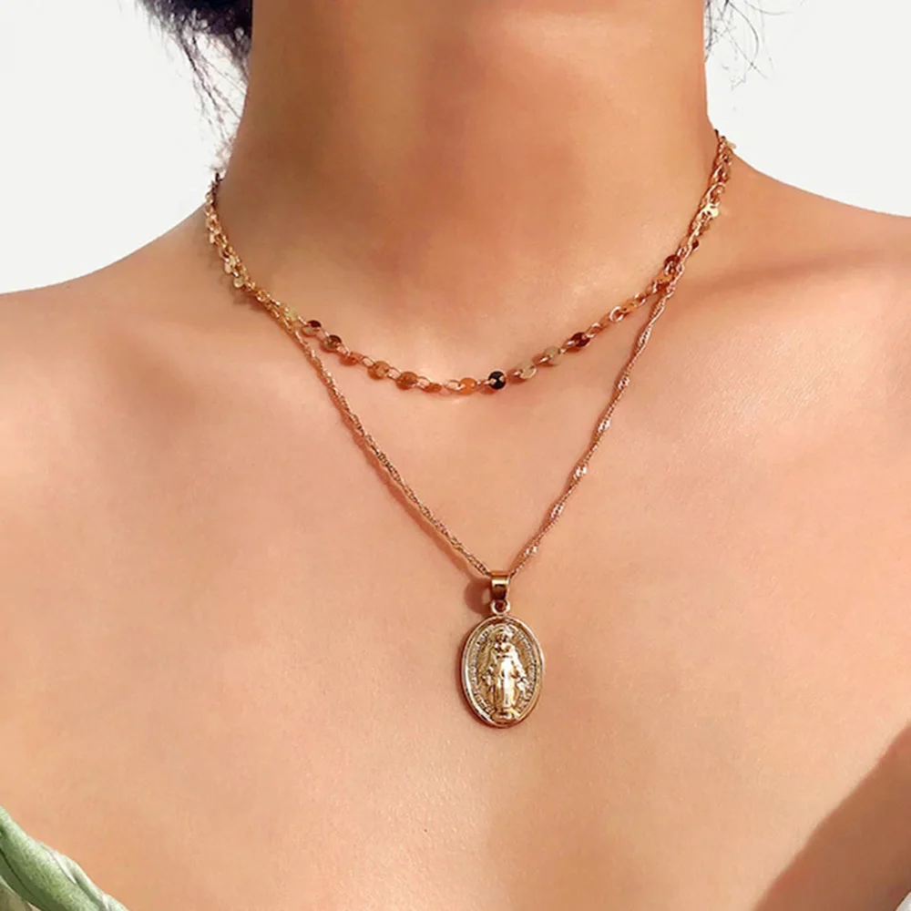 Дизайнерское Оригинальное богемное ожерелье из сплава с двойной шеей 2019 Прямая