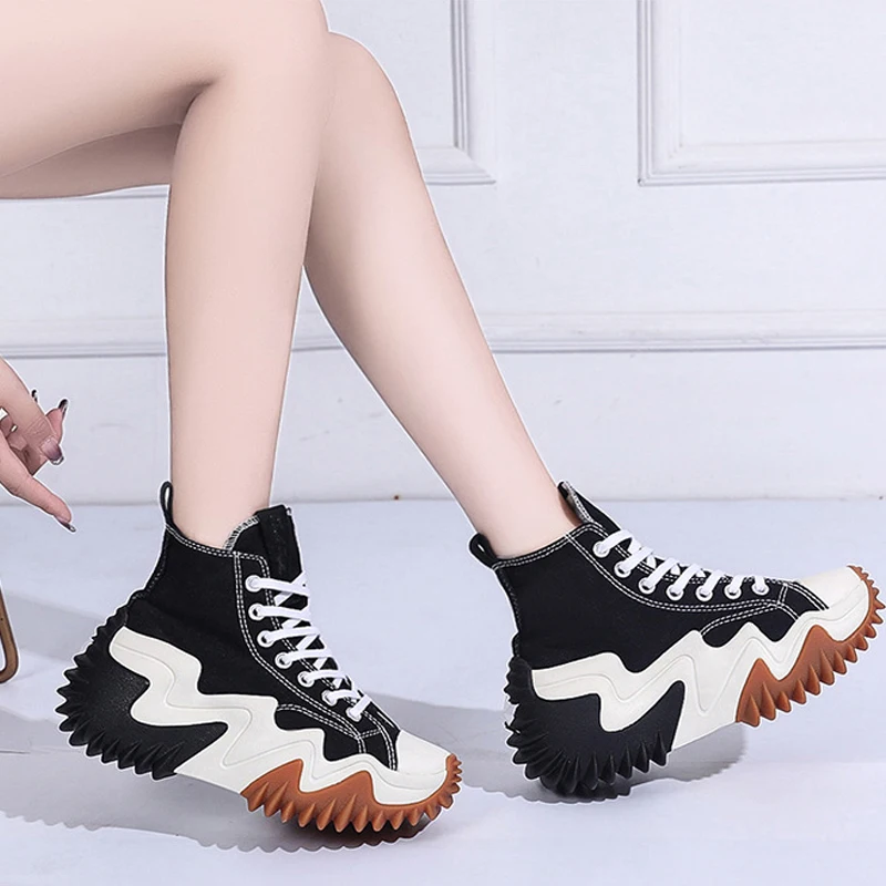 

Womans Shoes, Platform High Top Canvas Shoes, Spring and Autumn Ladies Canvas Martin Boots 34-40 Size