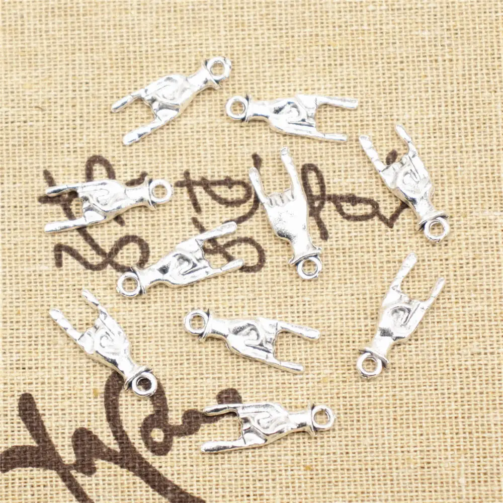 

Charm Jewelri 8x22mm Gesture Charms Antique Silver Color 10pcs