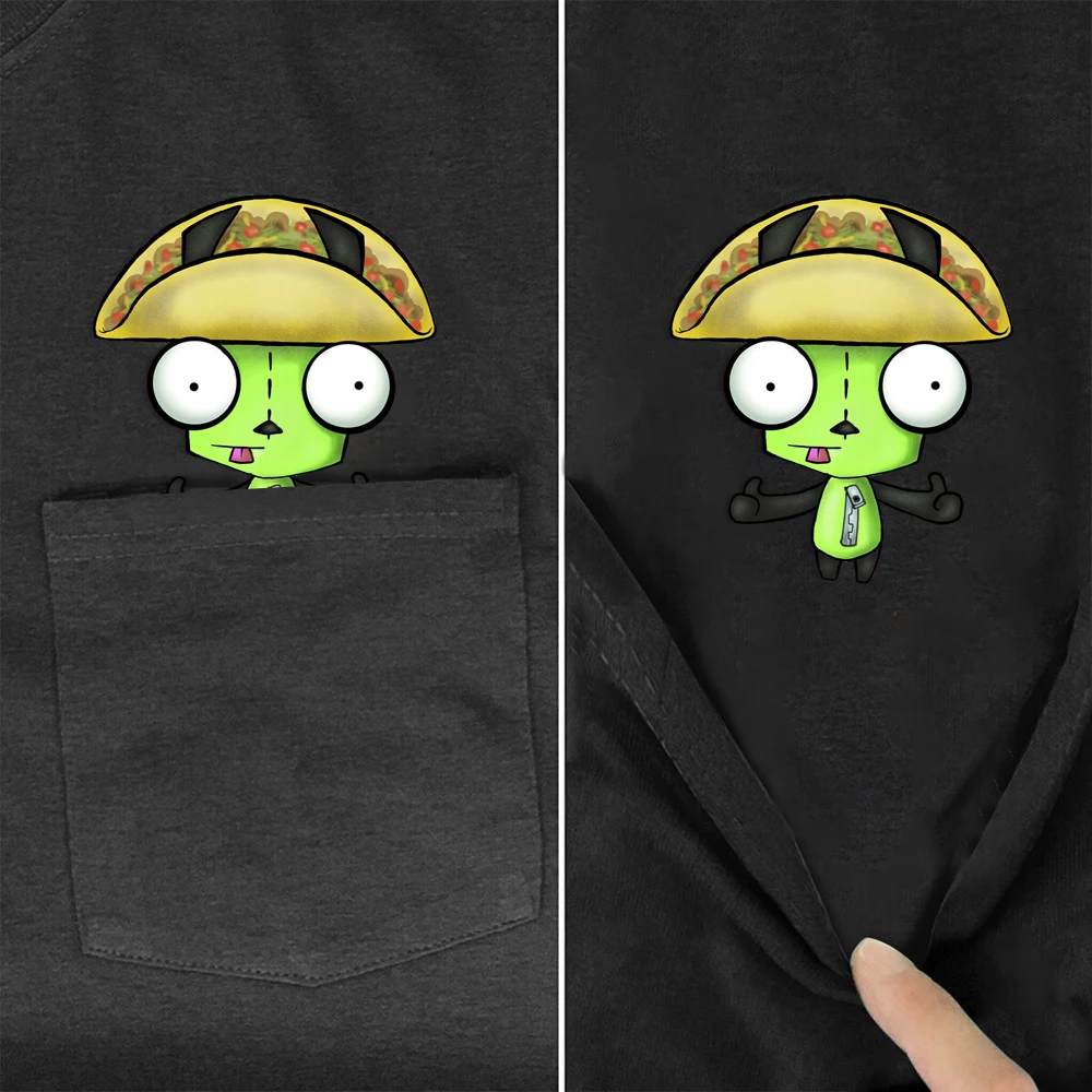 Купи CLOOCL Anime Cotton T-Shirt Fashion Pocket Green Invader ZIM Pizza 3D Printed Unisex TShirt Sweatshirt Hip Hop Funny Cotton Tees за 749 рублей в магазине AliExpress