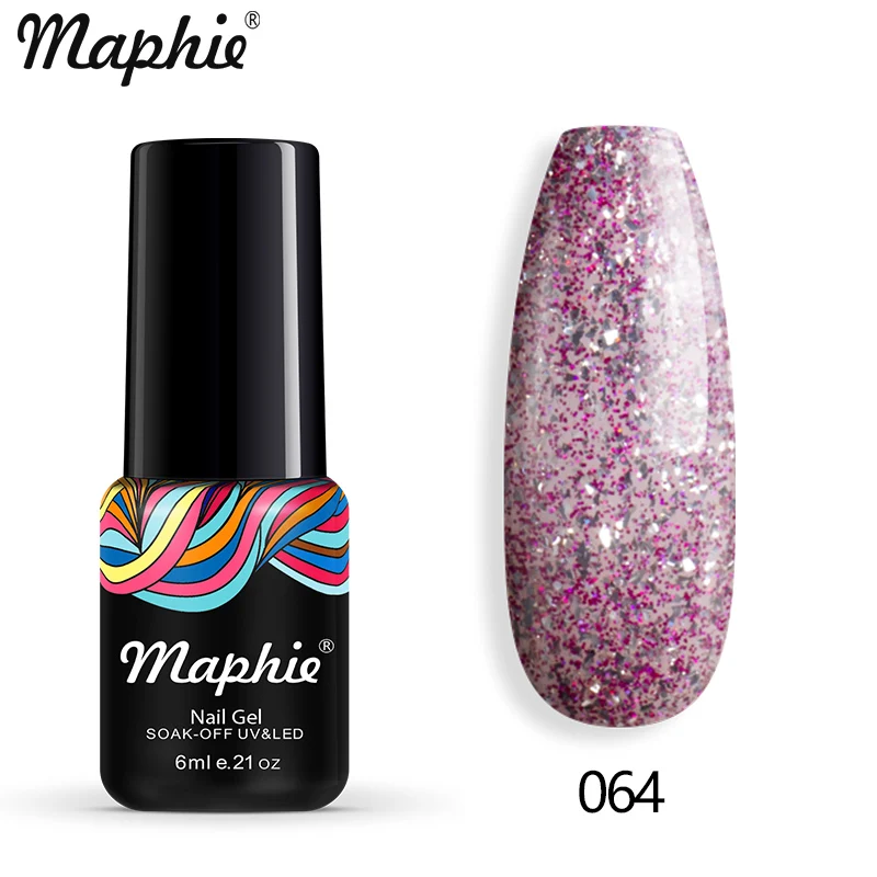 064 Maphie бриллиантовый блеск с ультрафиолетовым свечением Гель-лак для ногтей мерцающий декор с блестками Блестящий лак для ногтей полуперманентный лак Led синий гель для ногтей - Цвет: 064