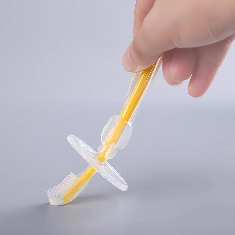 Cepillo de dientes de silicona suave para beb&eacute;, herramienta de entrenamiento Dental, cuidado bucal, mordedor-5