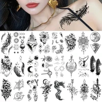 waterproof temporary tattoo sticker feather clavicle ankle flash tatto dragon snake flowers body art arm fake sleeve tatoo women