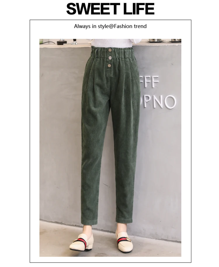 Women Corduroy Pants Vintage Casual Warm Woman Corduroy Trousers Loose Harem Pant S-5XLPlus Size Autumn Winter New Fashion
