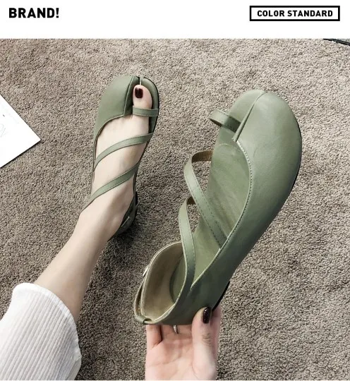 2020 повседневные женские босоножки на плоской подошве без застежки | Обувь