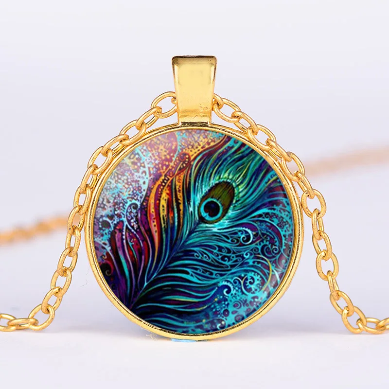 Азиатских в винтажном стиле С принтом павлиньи перья В этническом подвеска виде