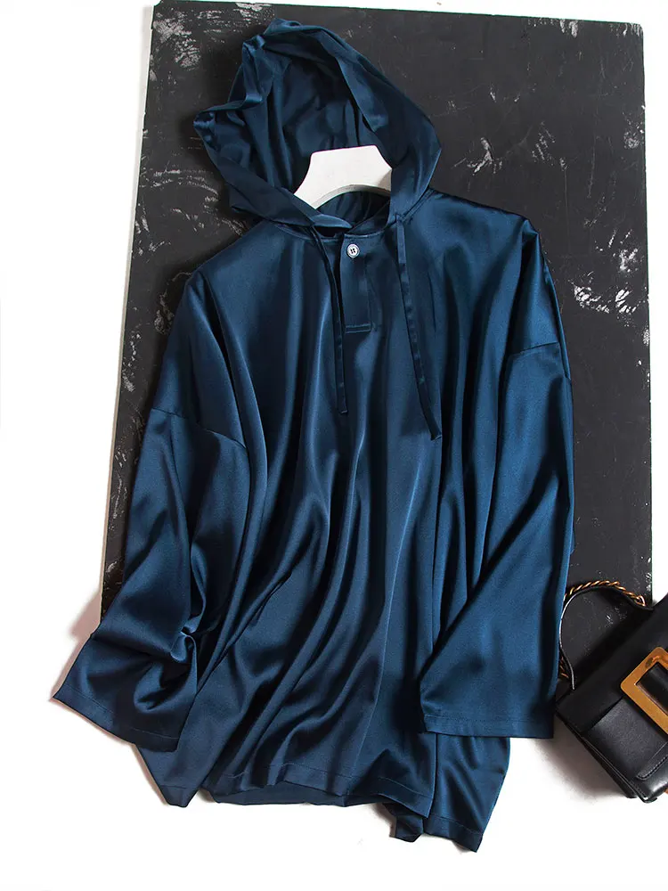 

SHUCHAN 2 Piece Outfits for Women Pants and Top Silk Three Quarter Sleeve Office Lady High Street Sexy & Club 2021 dark blue