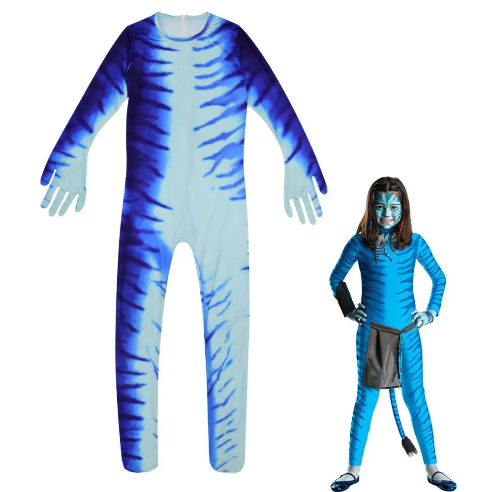 Фильм Аватар 2 Косплей Костюм для взрослых детей зентай боди герой Na'vi