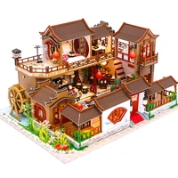 cutebee kids toys dollhouse with furniture assemble wooden miniature doll house diy dollhouse puzzle toys for children l905