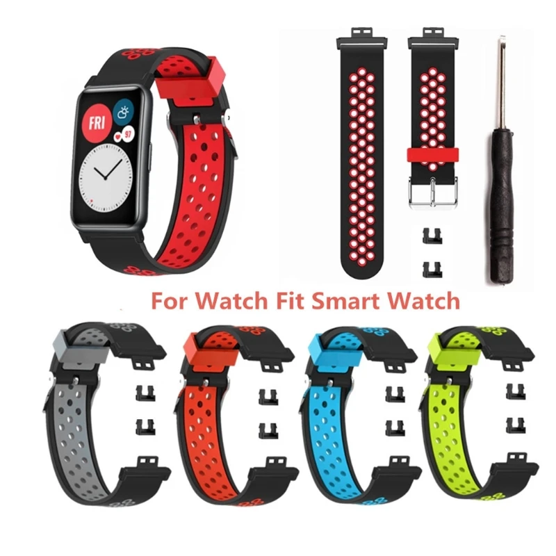 

Two-tone Stomata Strap For -Huawei Watch Fit Smart Watches Soft Sport Waterproof Wrist Band Watchband Bracelet Accessori
