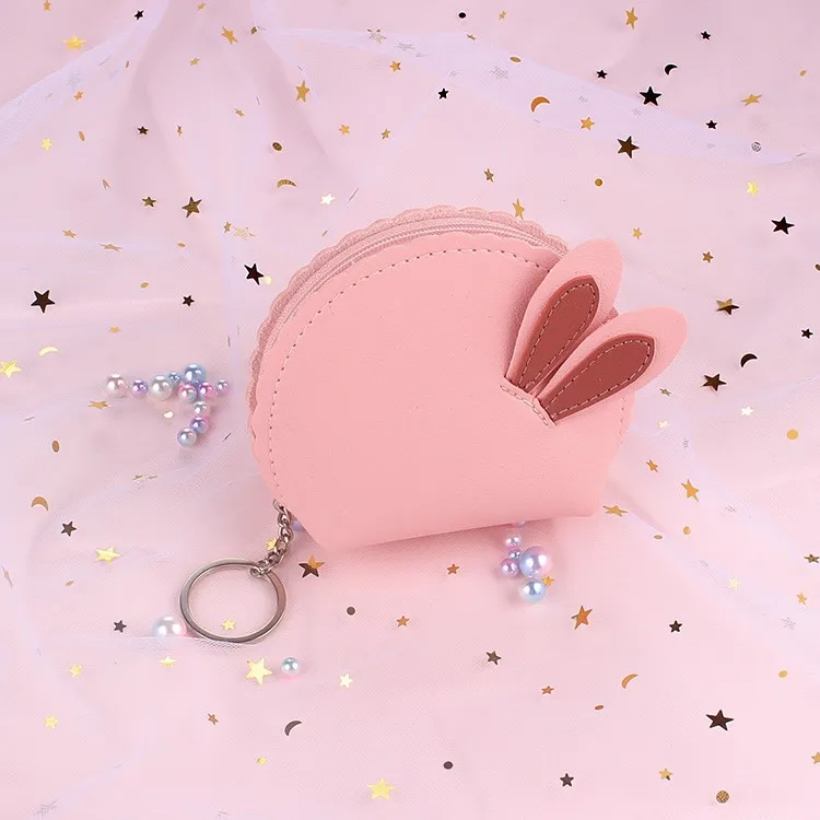 Короткий кошелек держатель для карт из искусственной кожи с милыми заячьими