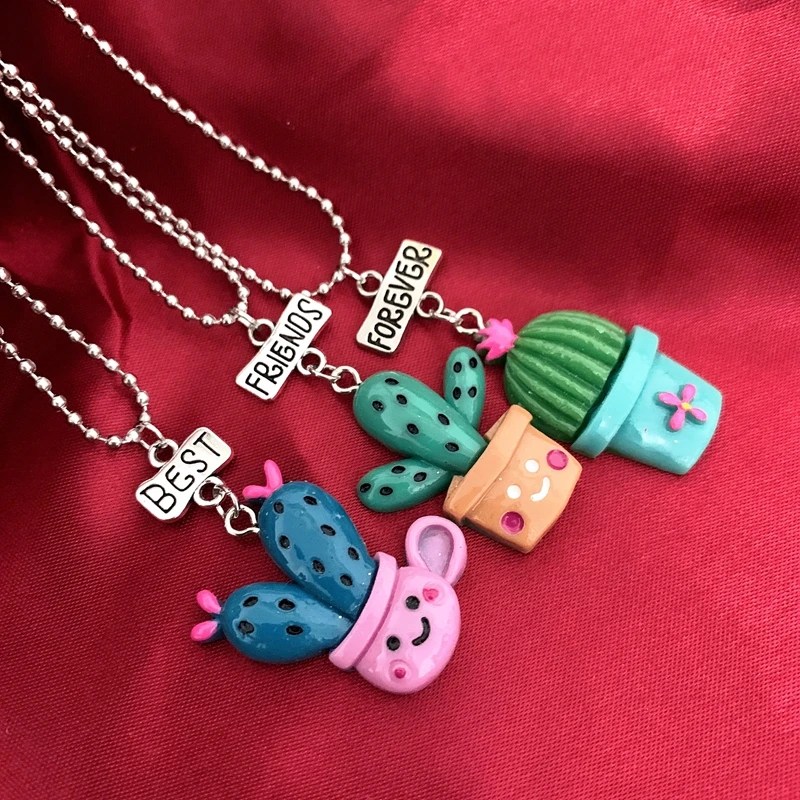 Ожерелье с подвеской в виде цветного кактуса для детей 3 шт./компл.|Ожерелья