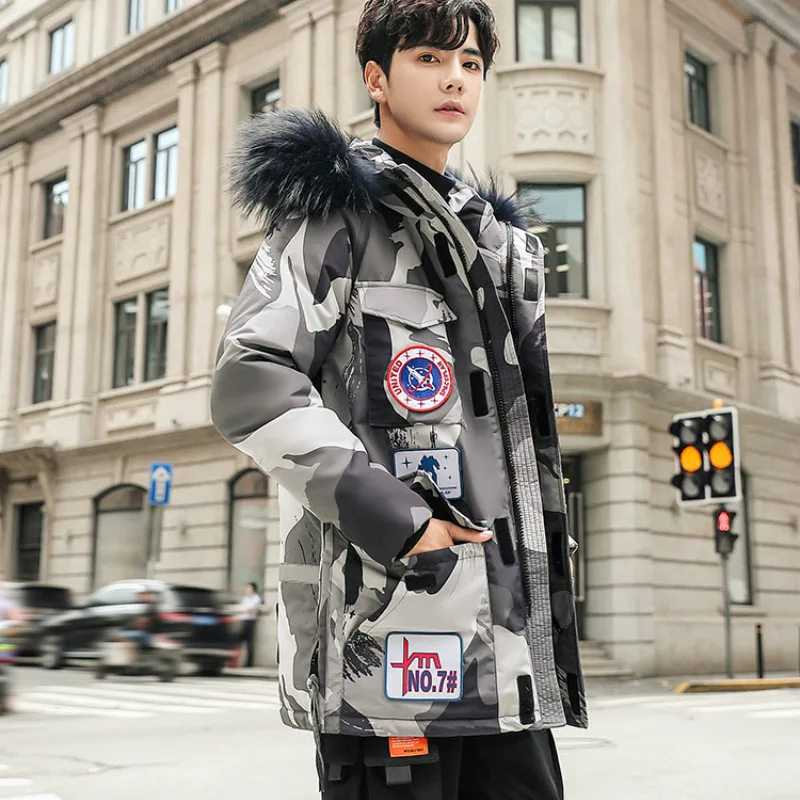 

90% Duck Down Coats Winter Men Jackets Fashion Patch Fur Hooded Down Parkas Men Thicken Warm Coat Windproof Men Snow Overcoat