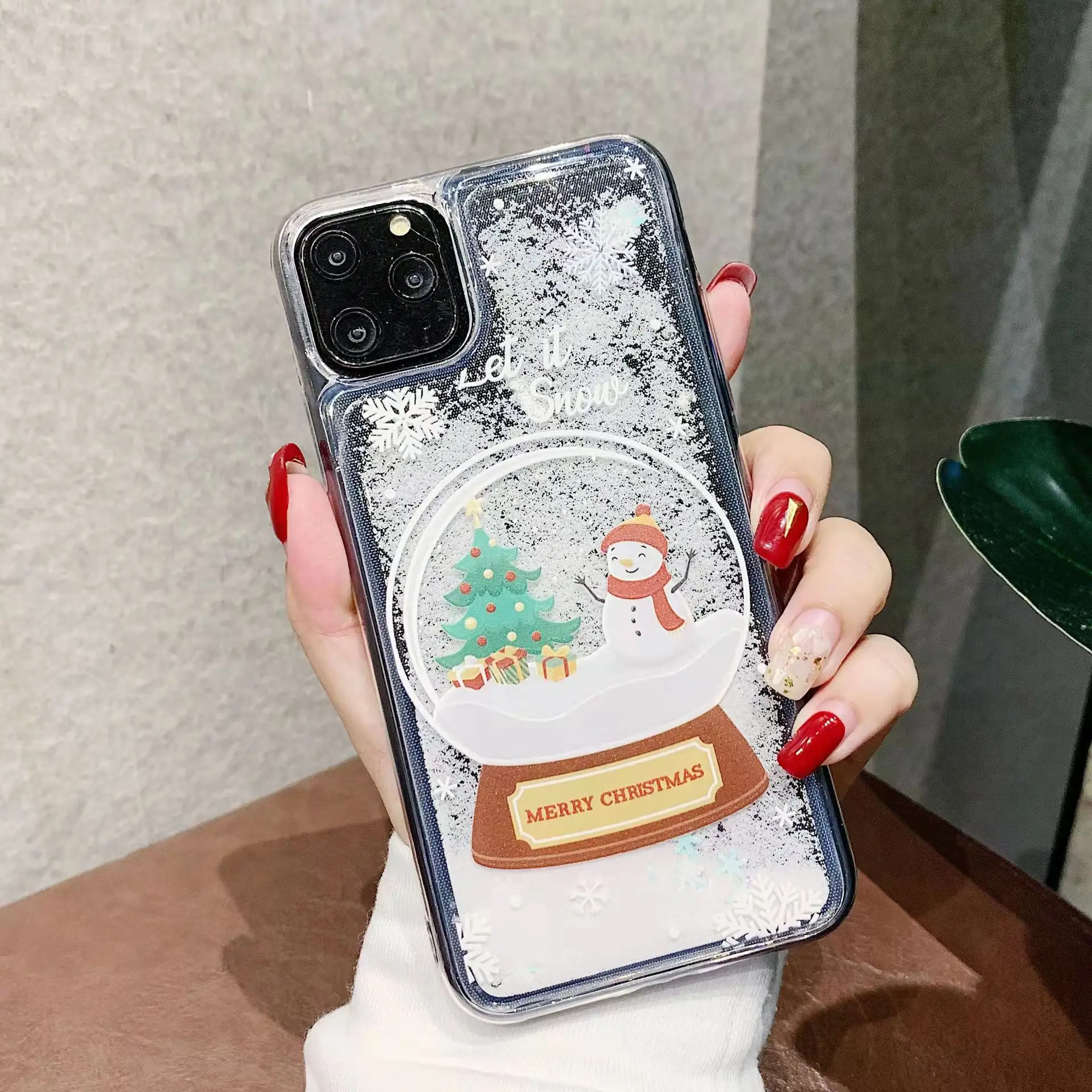 

Suitable for iPhone13/12promax Christmas Snowman Apple 11/max mobile phone case transparent 7/8G XR XS