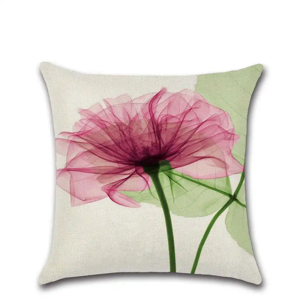 

Watercolor Flowers Cushion Cover Tulip Pillow Cover Home Decorative Linen Pillow Case Office Sofa Cushion Cover