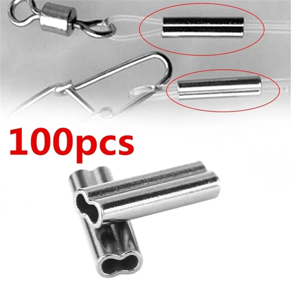 

100pcs Copper Tube Pipe Fishing Wire Line Crimping Fishing Tackles Double Tube Crimping Sleeves