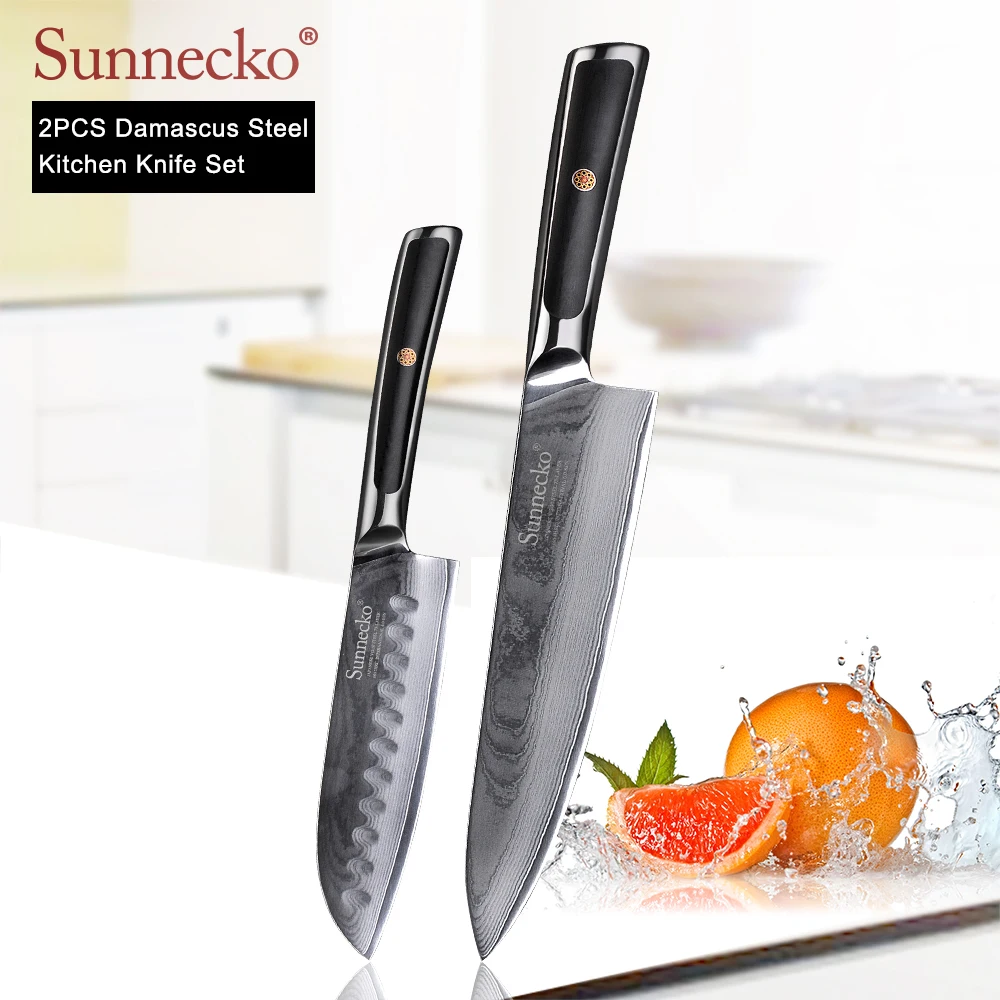SUNNECKO 8 &quotChef 5&quot Santoku нож дамасский японский VG10 лезвие из стали 2 шт. кухонные ножи