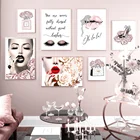 Домашний декор, настенная живопись, современная модная картина с рисунком цветка, скандинавские плакаты и принты для общежития, розовый художественный Декор