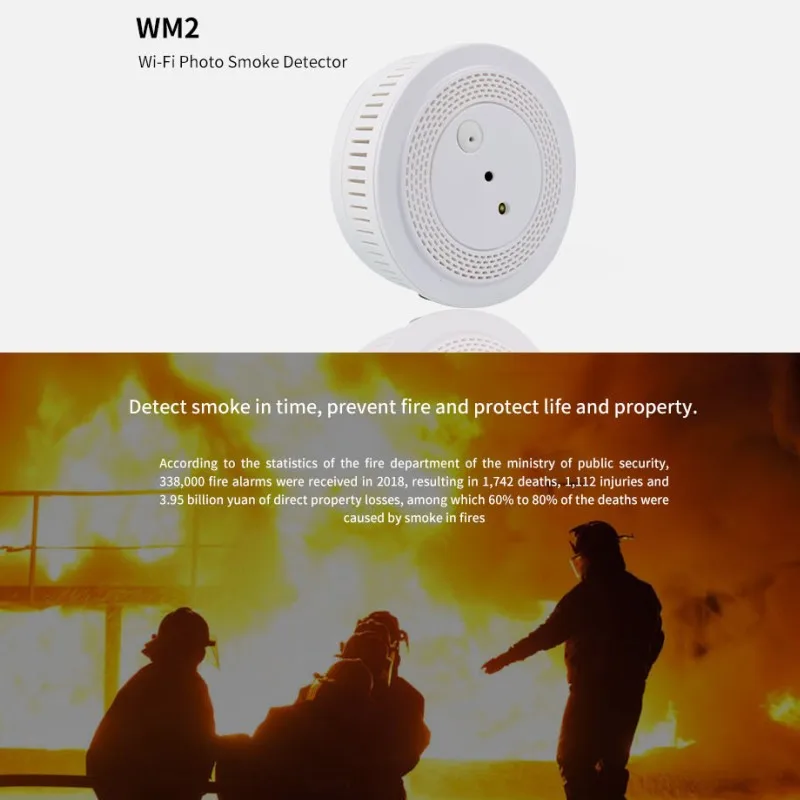 WM2 Honeywell Fire Alarm Sensor Smoke Detector Work With Multifunction Gateway 2 Smart Home Security APP Remote video monitoring |