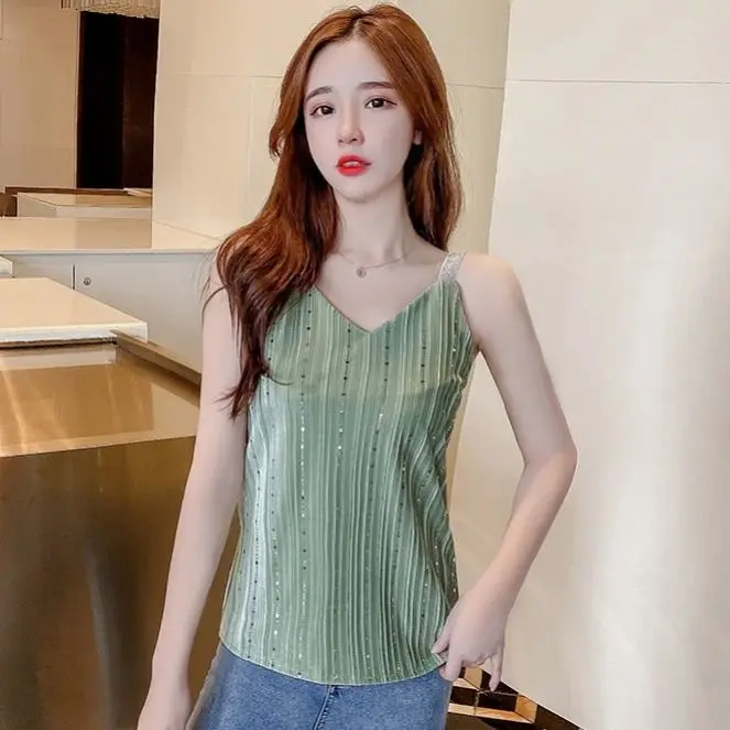 2020 Женская майка с блестками блестящие майки на бретельках женская сексуальная