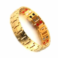 gold color healthy bio energy bracelet for mens stainless steel magnet bracelets male jewelry