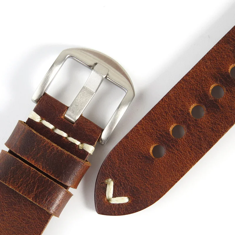 Watch Accessories Cow Leather Watch Bracelet Brown Black Vintage Wristwatch Strap Band Belt 20mm 22mm 24mm Watchband Quality