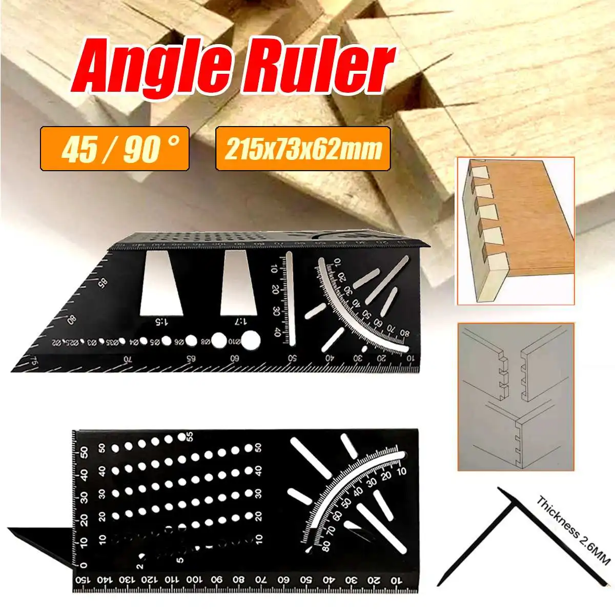 

3D Mitre Angle Measuring Square 45 90 Degree Angle Ruler Punctuation Marking Gauge Framing Angle Protractor Woodworking Tool