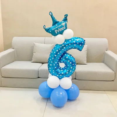 Blue 6 1 комплект воздушные шары в форме цифр номер Фольга воздушные шары на день рождения, свадьбу, Рождество вечерние Декор поставки на день рождения воздушные шары - Цвет: Blue 6
