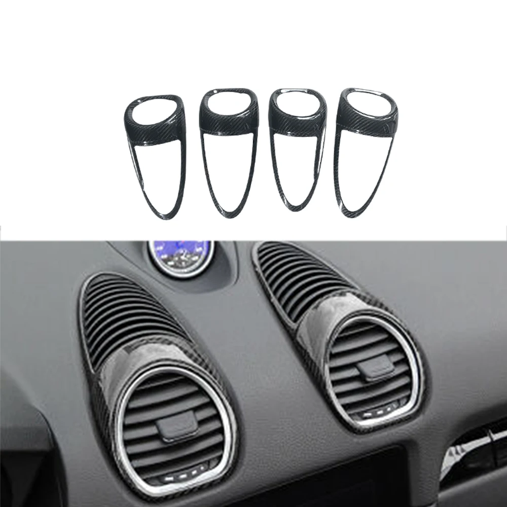 

Carbon Fiber 4Pcs Center Dashboard Air Outlet Frame Panel Cover Trim For Porsche 718