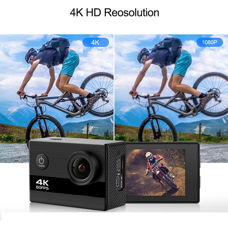 Экшн-камера 4K Ultra HD 60 кадров в секунду 24 МП Wi-Fi Спортивная камера экран 2 0 дюйма IPS
