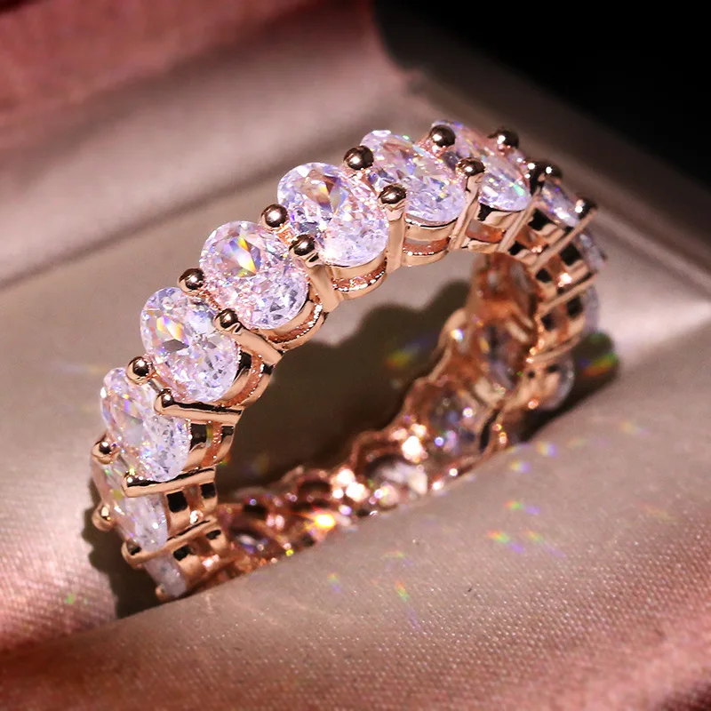 

14K White/yellow Silod Gold Ring for Women Lot Diamond Cute/Romantic Fine Jewelry for Luxury Oval Wedding Gold Rings Women