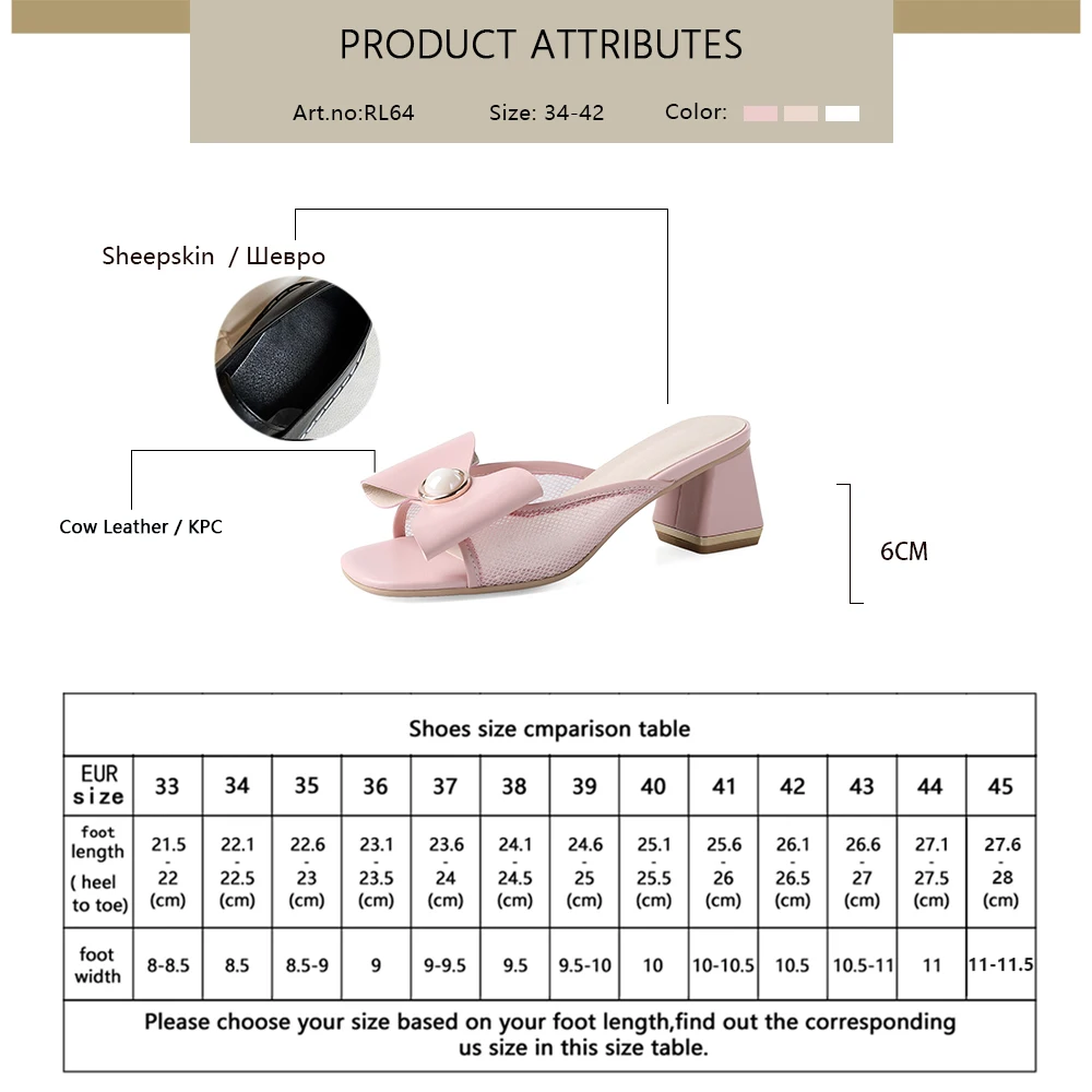 

RJN Square Heel Mid Sweet Butterfly-knot Women Shoes Summer Stylish New Dressing Square Toe Genuine Leather Sandals 2021 RL64