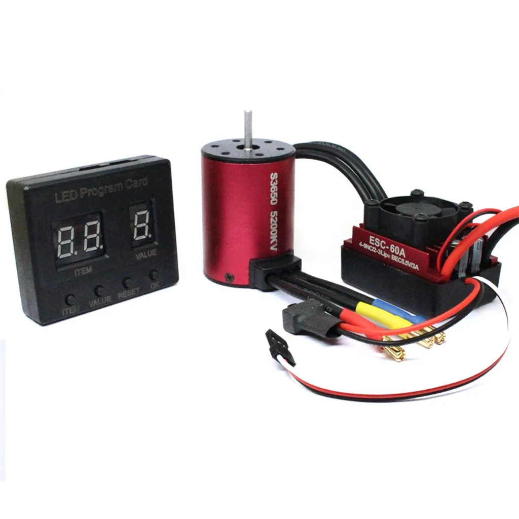 S3650 5200KV 3900KV бесщеточный двигатель + 60A ESC комбо программной карты для 1/10 RC