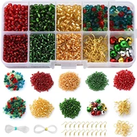 christmas series rice beads boxed 10 grid sharp bead bell elastic line ear hook accessories set earrings production