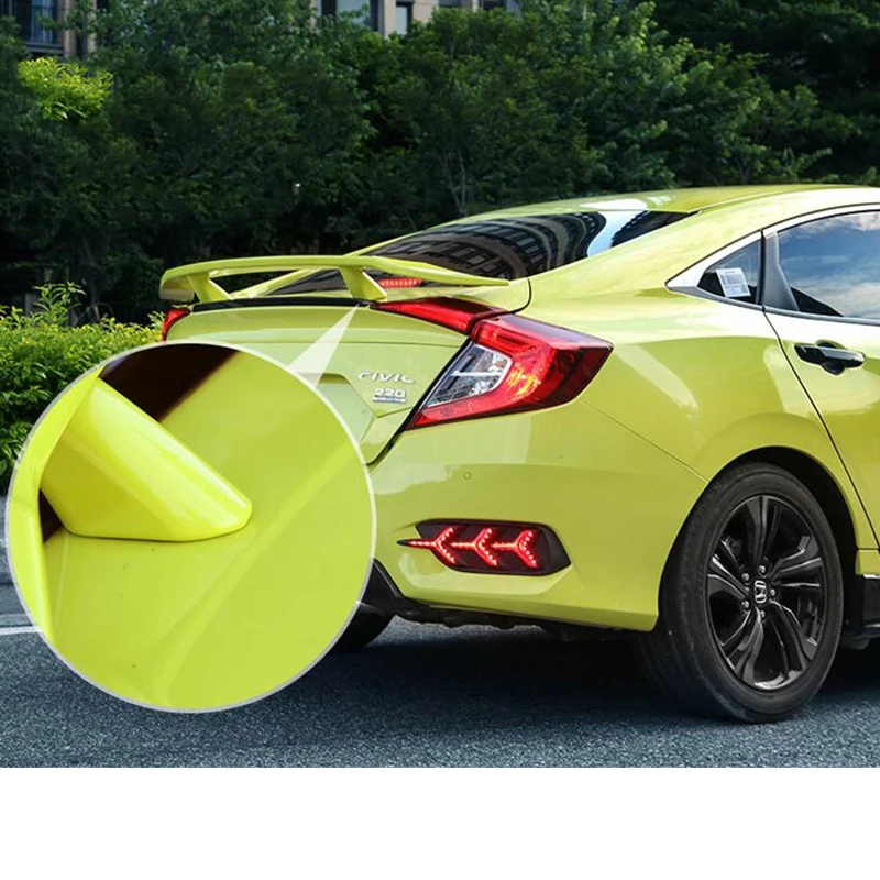 For New Spoiler Civic Tail Fin 2016-19 ABS Plastic Carbon Fiber Rear Wing Honda Primer Color Lip Four-door | Автомобили и