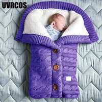 newborn baby winter warm sleeping bag infant button knit swaddle wrap swaddling stroller wrap toddler blanket baby sleeping bag
