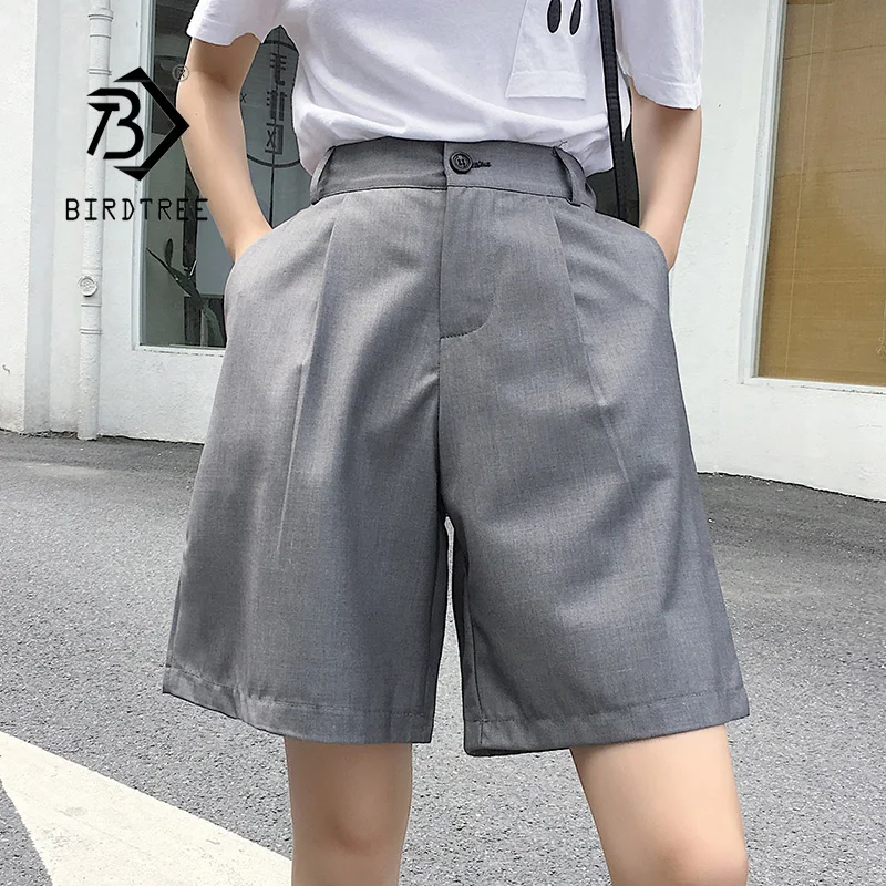 

Летний женский винтажный костюм корейского размера плюс, шорты, широкие брюки, подходят ко всему, высокая талия, Свободные повседневные Пря...