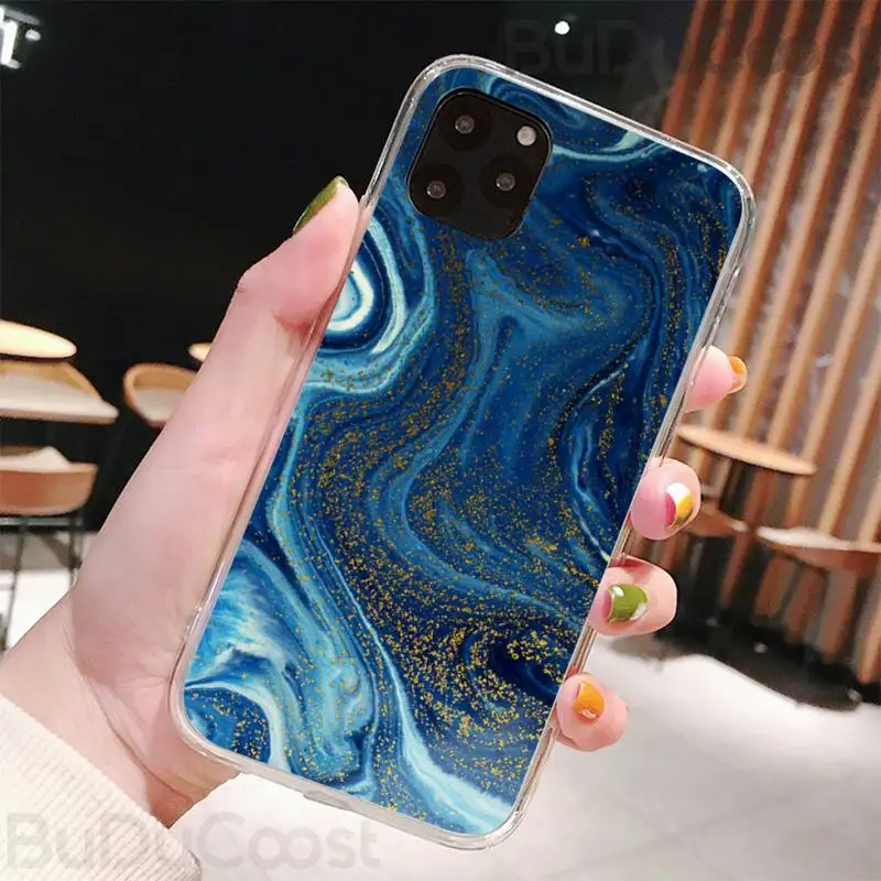 

blue Marble Art Phone Case for iPhone 8 7 6 6S Plus X 5S SE 2020 XR 11 pro XS MAX 12 12Mini