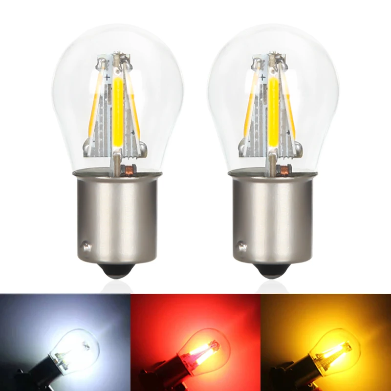 

4300K 1156 Ba15s P21w Led 1157 BAY15D LED Car Tail Brake Light Bulbs COB Filament Auto Parking Bulb Auto Reversing Light DRL 12V