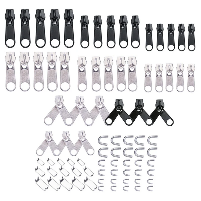 

84Pcs/Set Zipper Slider Zipper Head Universal Kit Replacement for Broken / Wearable Sliders Instant Repair Zipper
