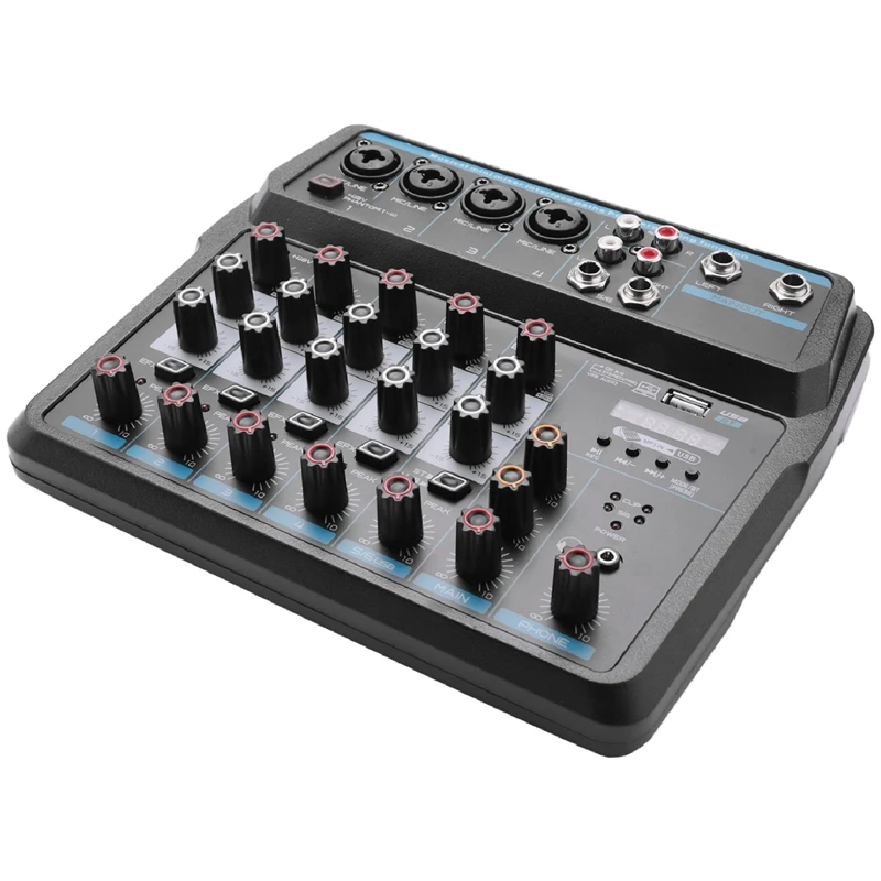 M-6 портативный мини-миксер аудио DJ консоль со звуковой картой USB 48 В фантомное