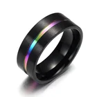 Модное мужское ювелирное изделие, черное обручальное кольцо из нержавеющей стали 8 мм, цветное Радужное кольцо, размер 6-13 для мужчин, лучший подарок